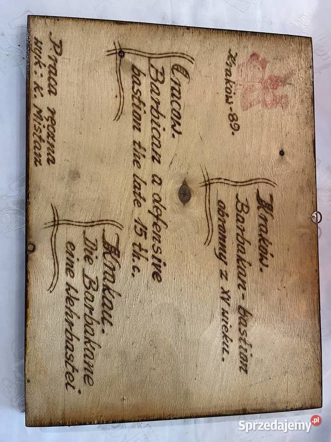 Obraz ręcznie rytowany w drewnie Barbakan małopolskie Kraków