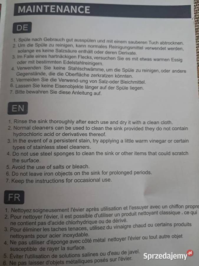 nowy zlewozmywak 44x44x200 kolor grafit brak świętokrzyskie Sandomierz