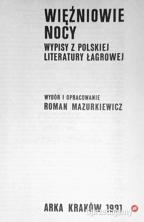 Więźniowie nocy Wypisy z polskiej literatury Pozostałe Chełm sprzedam