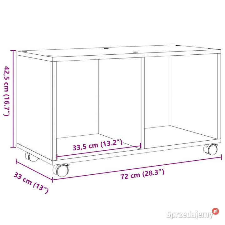 Szafka na kółkach przydymiony dąb 72x33x425 Warszawa