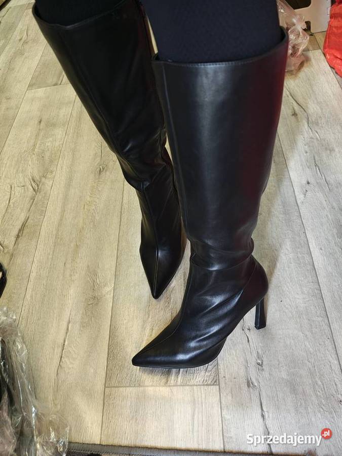 39 Czarne kozaki szpilki wieczorowe NOWE 25cm Kraków
