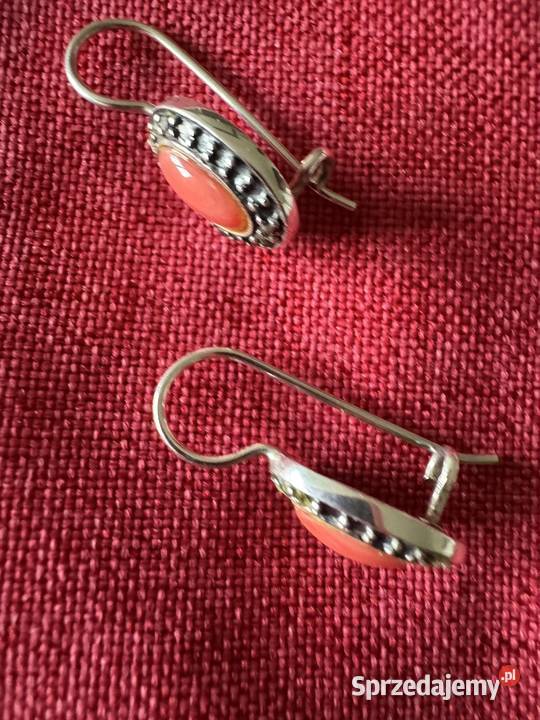 Kolczyki srebrne z markazytami z koralem srebro śląskie Częstochowa sprzedam