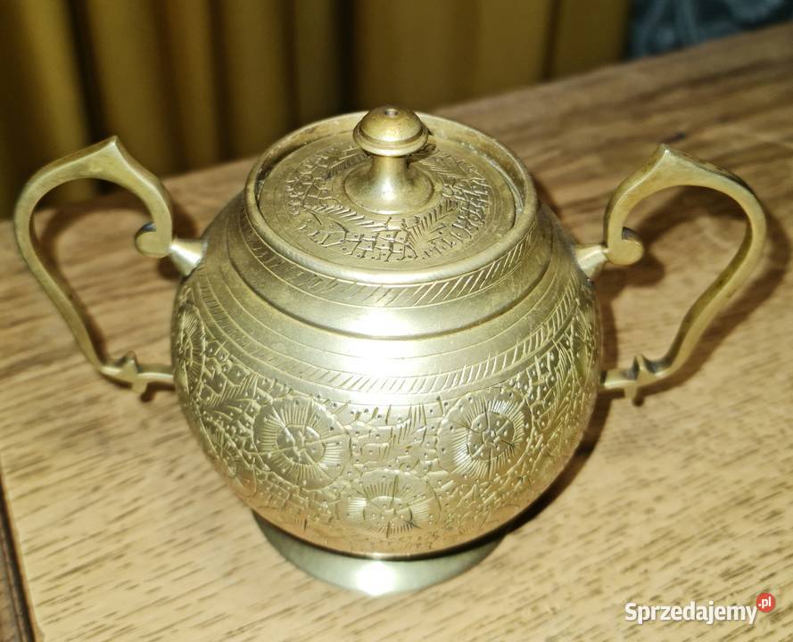 Vintage mosiężna cukiernica MET HLS INDIA PRL śląskie Katowice