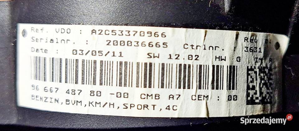 PEUGEOT 207 CC 16 LICZNIK ZEGAR A2C53370966 mazowieckie