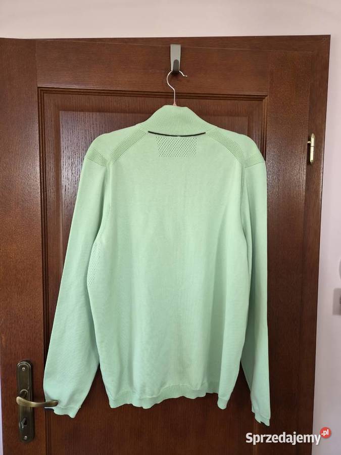 Nowy miętowy bawełniany sweter męski Troyer Hugo Rozmiar XL Bibice