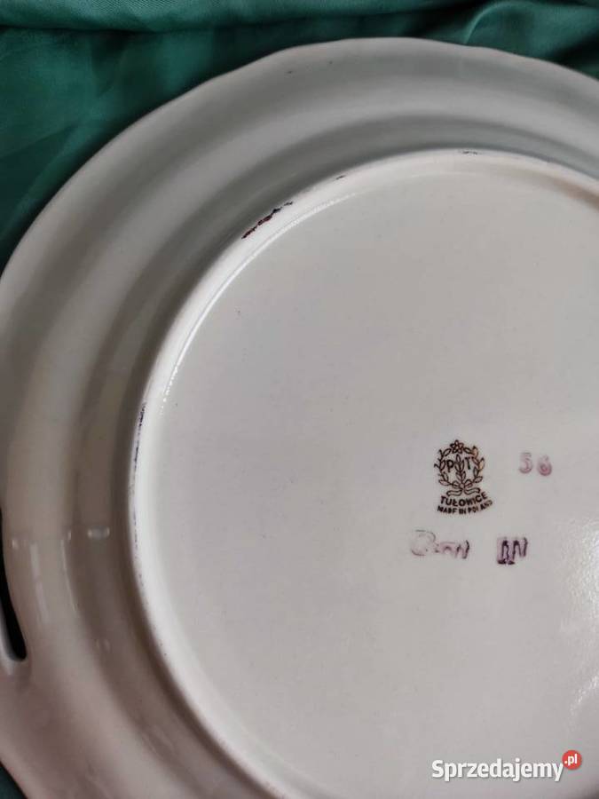 Talerz porcelanowy Tułowice kremowy z uchwytami Głuchołazy