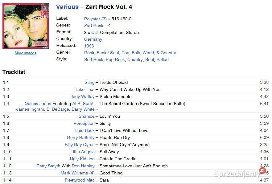 Zart Rock Vol4 Składanka RockSoulFunk 2CD 1993 pop Biłgoraj sprzedam
