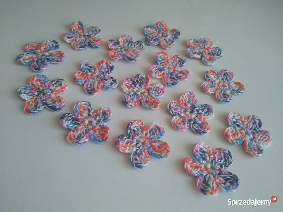 Aplikacje kwiaty kwiatki szydełkowe Handmade Gdańsk