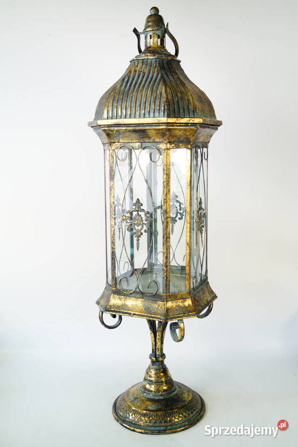 Latarnia Lampa na świece retro latarnia szkło wielkopolskie