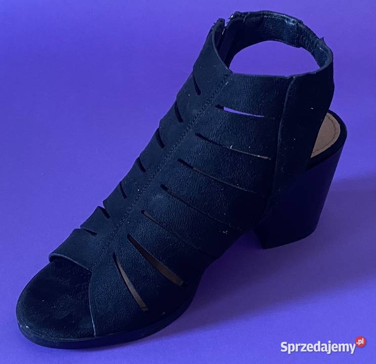 Czarne damskie sandały na obcasie rozmiar 36 Żyrardów sprzedam