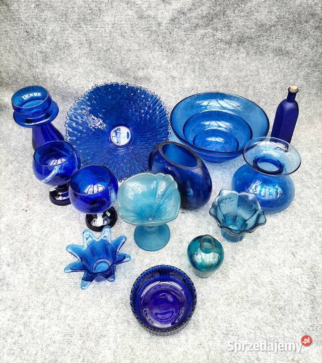 Szkło kobaltowe niebieskie zestaw kolekcja Wyposażenie wnętrz Leszno