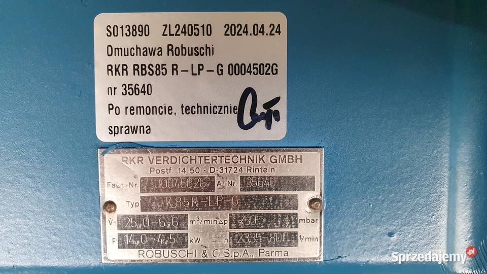 Dmuchawa ROBUSCHI RBS 85 S013890