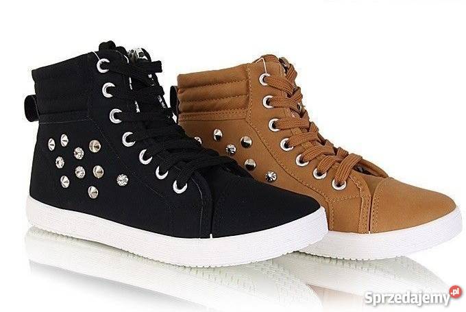 Wysokie damskie trampki z cekinami czarne Rozmiar 40