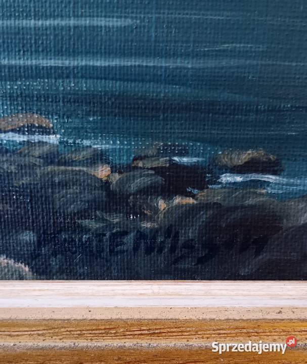 Obraz olejny na płótnie sygnowany Zatoka w Antyki, Sztuka, Kolekcje mazowieckie Warszawa