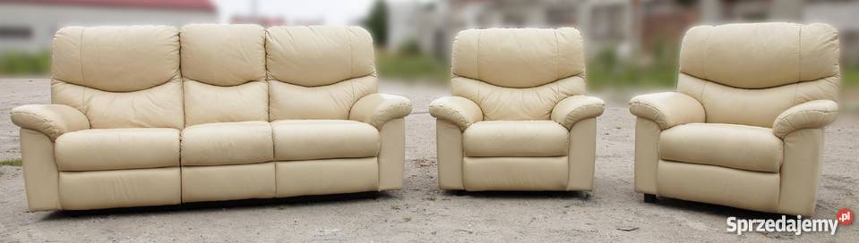 Zestaw wypoczynkowy relax skóra naturalna Łobez