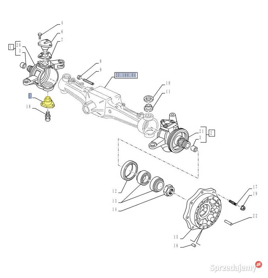 Sworzeń dolny zwrotnicy Case Holland Steyr