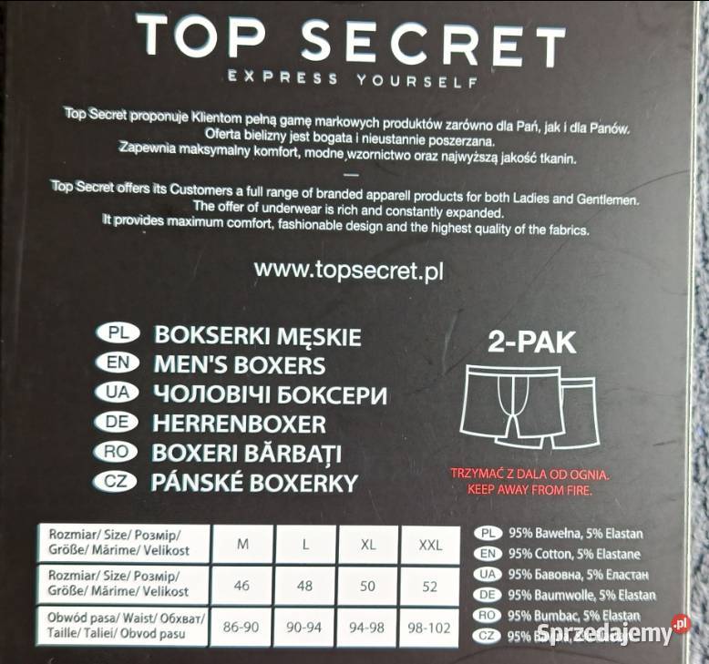TOP SECRET bokserki męskie 2pak rozmiar XL 9498 Ełk