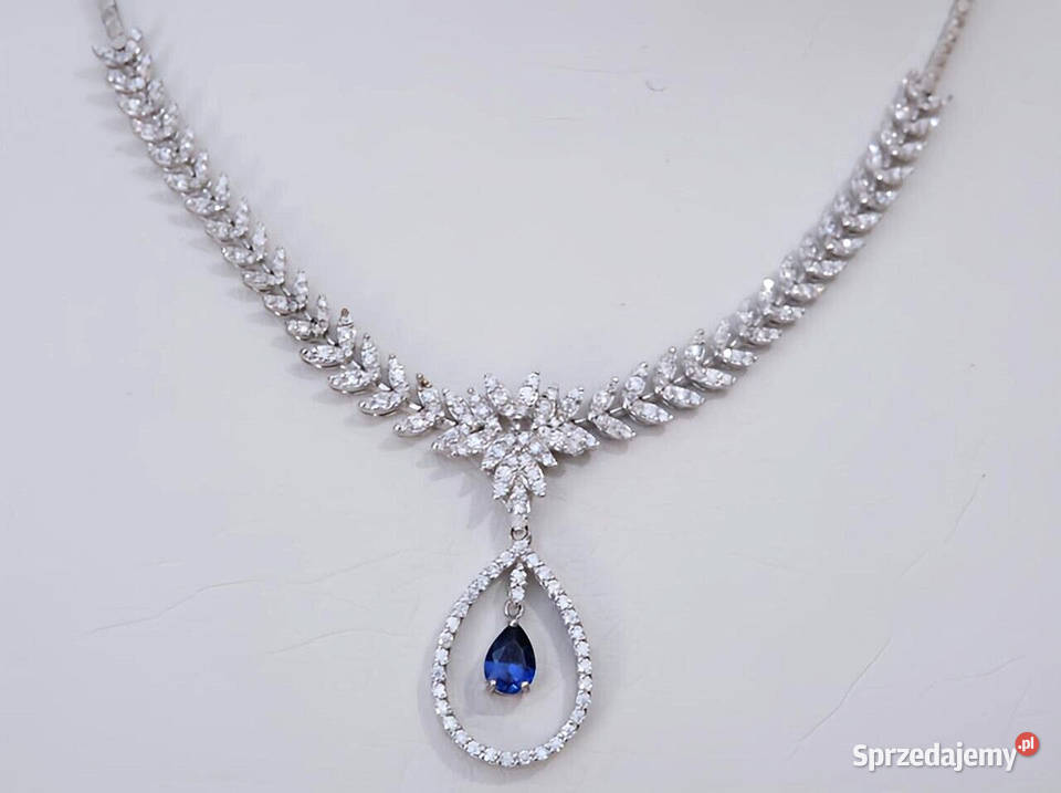 Naszyjnik kolia 365 ct naturalny szafir diamenty Zawiercie