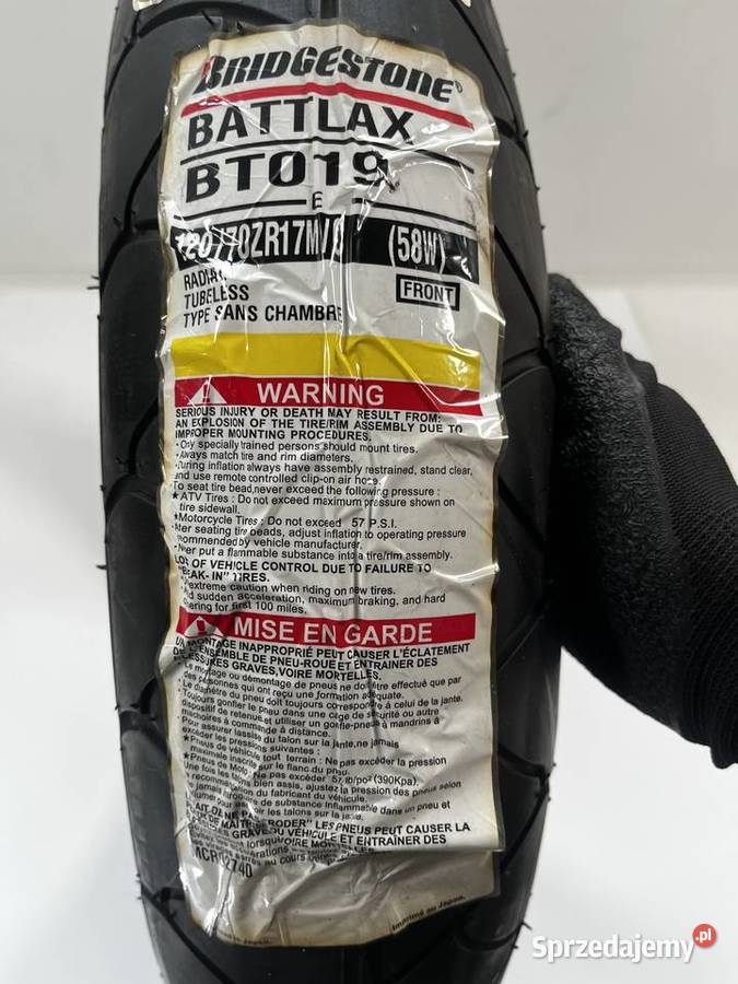 Opona BRIDGESTONE BATTLAX BT019 12070ZR17 58W MC wielkopolskie Łobżenica