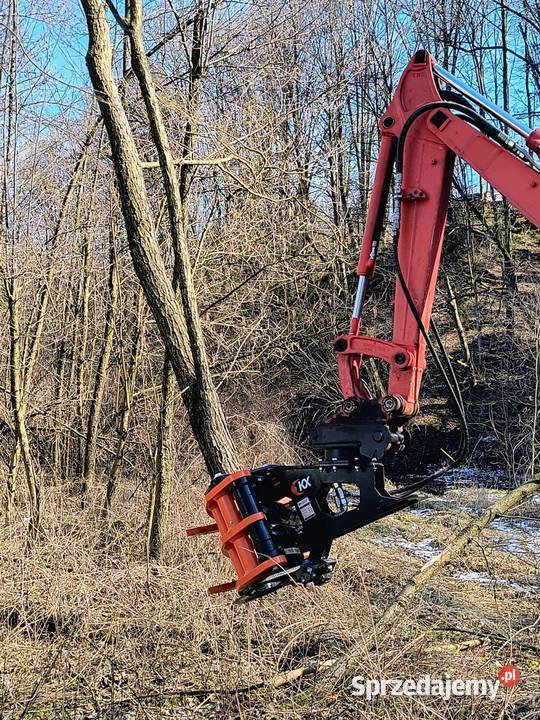 Głowica ścinkowa do wycinki drzewa do koparki Leśnictwo warmińsko-mazurskie Giżycko