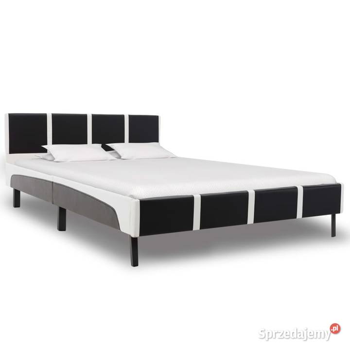 vidaXL Rama łóżka, czarno-biała, sztuczna skóra,280289