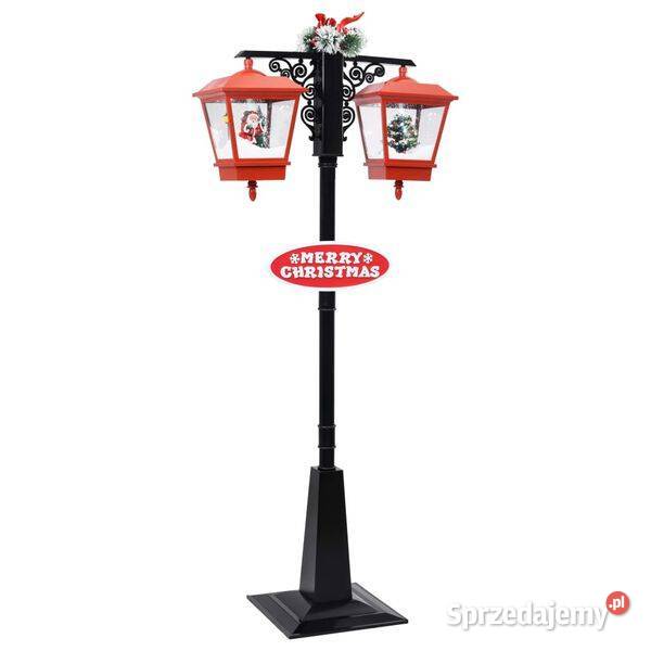 Świąteczna latarnia z Mikołajem czarnoczerwona Wyposażenie wnętrz