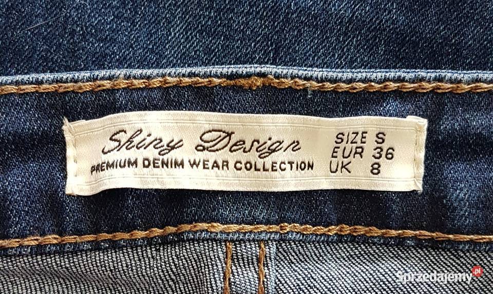 Damskie granatowe bawełniane spodnie rurki Shiny Chrzanów