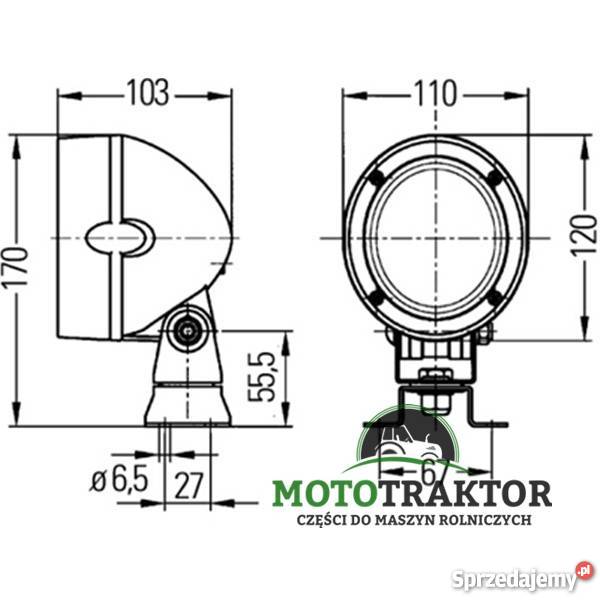Lampa robocza reflektor H3 John Deere 5020 5220 nieuszkodzony Części zamienne kujawsko-pomorskie Łążynek