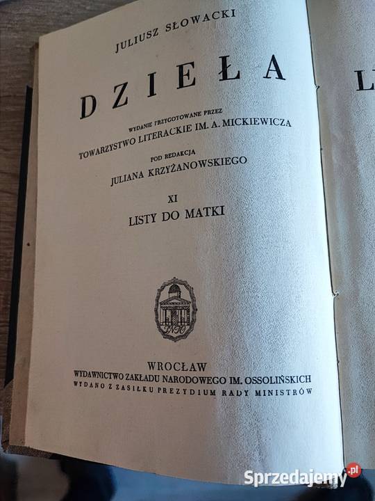 Juliusz Słowacki listy do Matki wydanie z 1949