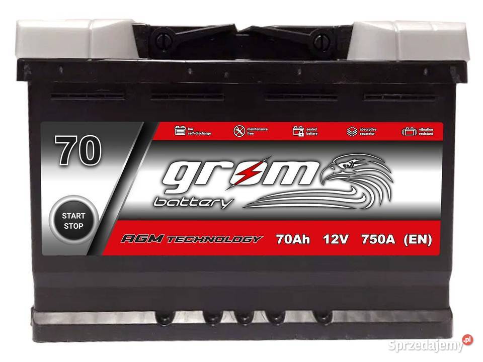 Akumulator GROM AGM STARTSTOP 70Ah 760A Prawy osobowe Słupsk