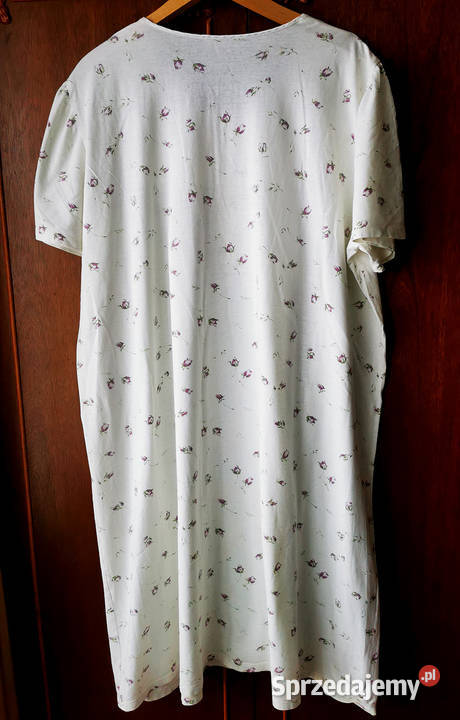 Koszula nocna damska bawełniana biała w kwiatki sprzedam