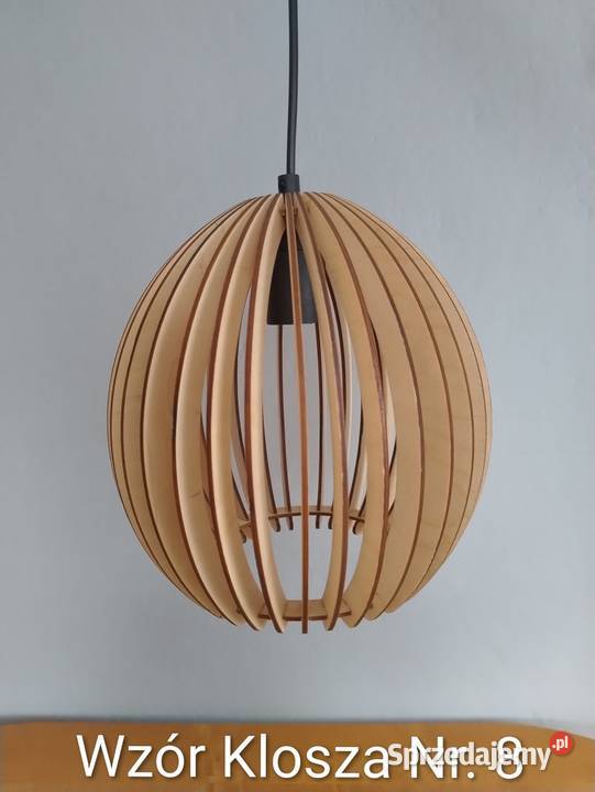 NOWA Lampa sufitowa wisząca kula drewniana wzór Blachownia