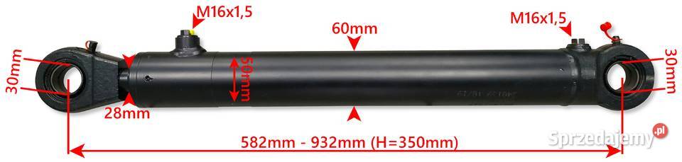 Polski Siłownik Hydrauliczny CJ2F 50x28 SKOK 350