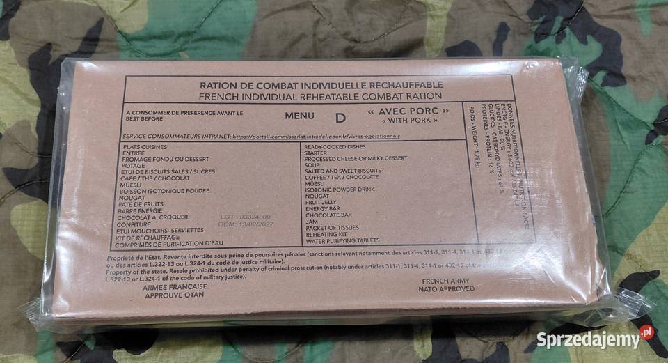 Francuska racja żywnościowa RCIR MRE menu D dolnośląskie Wrocław