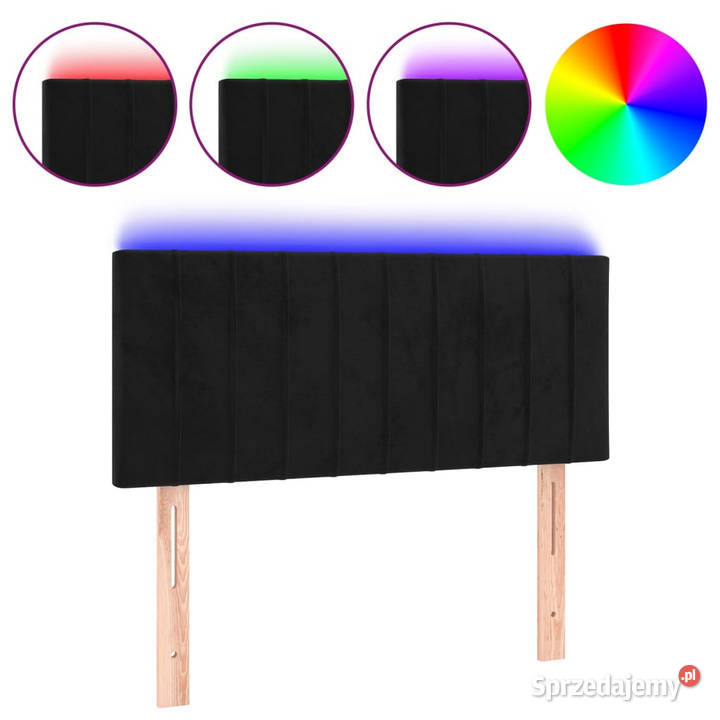 Zagłówek do łóżka z LED czarny 90x5x7888 aksamit mazowieckie Warszawa