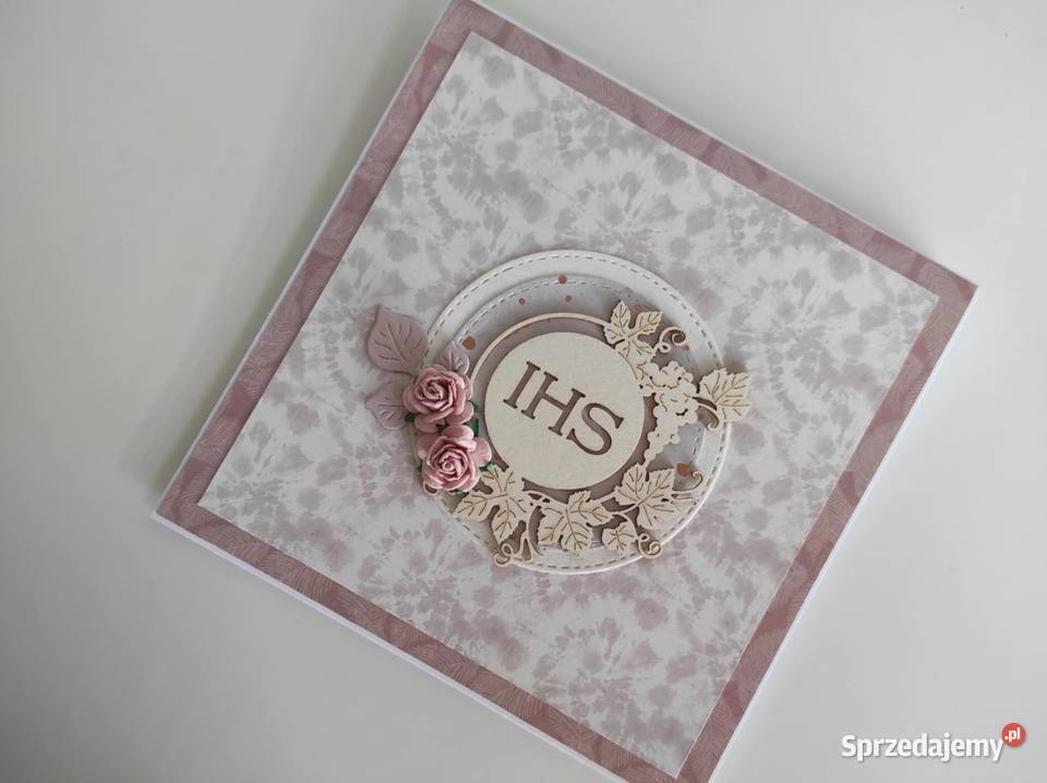 Kartka ręcznie robiona Komunia Święta handmade 4 łódzkie