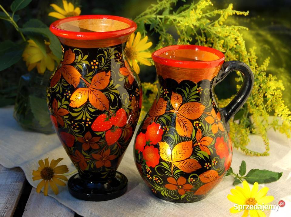 Chochłoma ręcznie malowany rosyjski wazon Lublin sprzedam