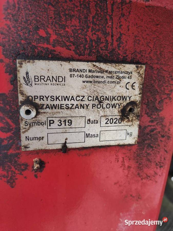 Opryskiwacz Brandi 1600 l belka 15 metrów nieuszkodzony Grabica