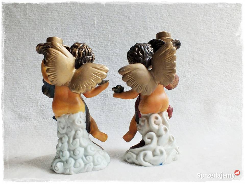 Świcznik 2x aniołki ceramika Retro lubuskie Żary sprzedam