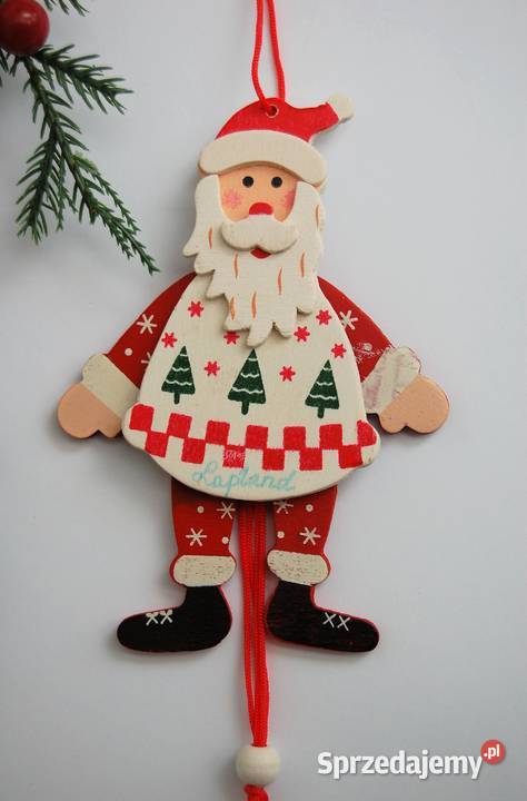 Mikołaj ruchomy zawieszka drewno Finlandia Lublin