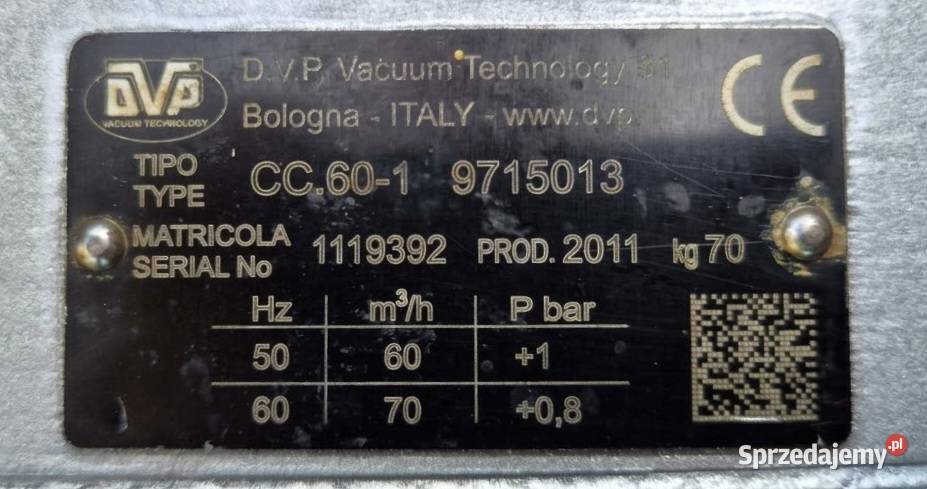 Pompa próżniowa DVP CC601 6070 mh 2011 Pozostałe Pleszew