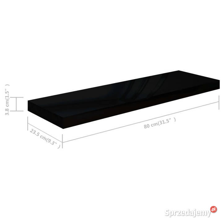 Półki ścienne 2 wysoki połysk czarne 80x235x38 Półki Warszawa