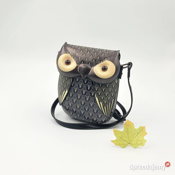 Torebka damska skórzana na ramie czarna sowa Zawiercie