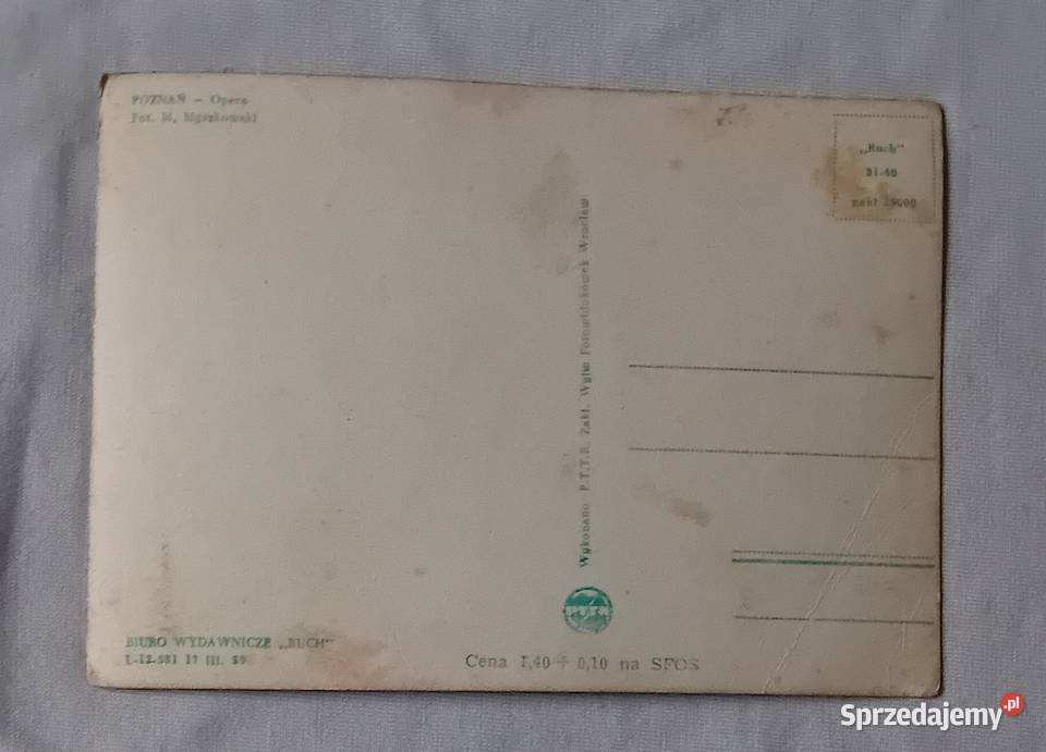 Pocztówka Poznań opera Ruch PTTK 1959 r