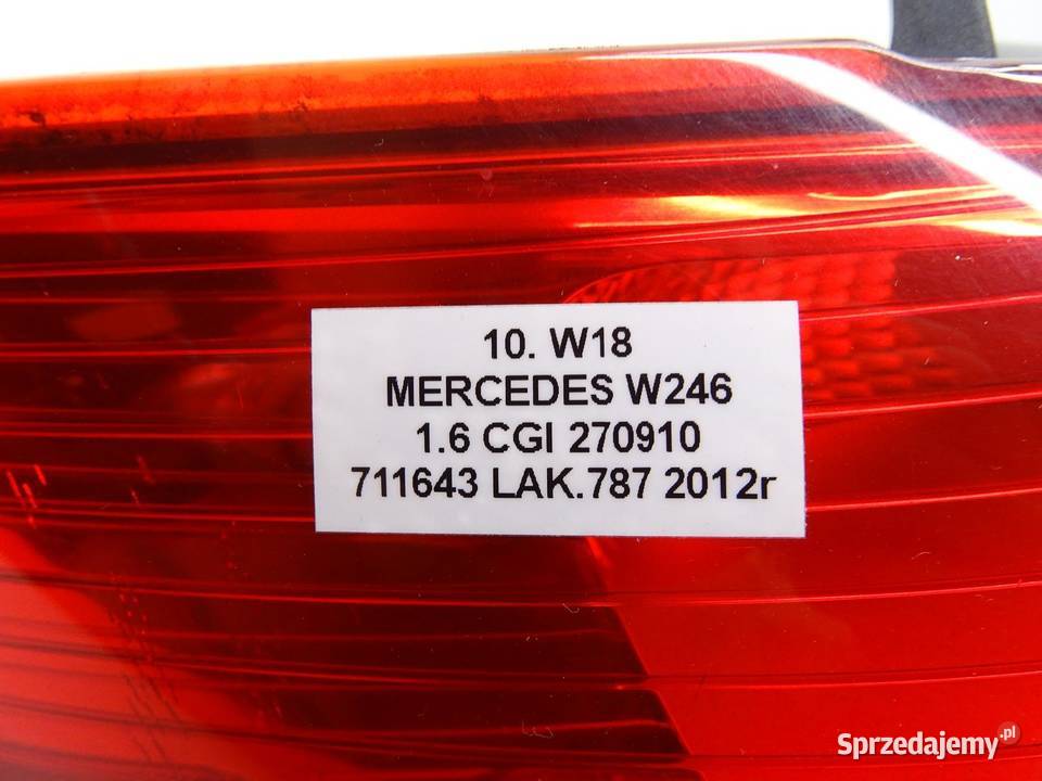 LAMPA LEWA LEWY TYŁ TYLNA A2468200164 MERCEDES osobowe małopolskie