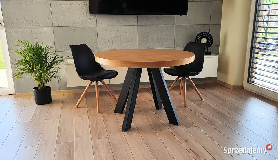 Nowoczesny stół dębowy okrągły rozkładany Loft 2 Krosno