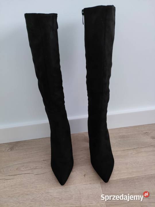 Kozaki damskie zamszowe na słupku w kolorze Kozaki mazowieckie Warszawa