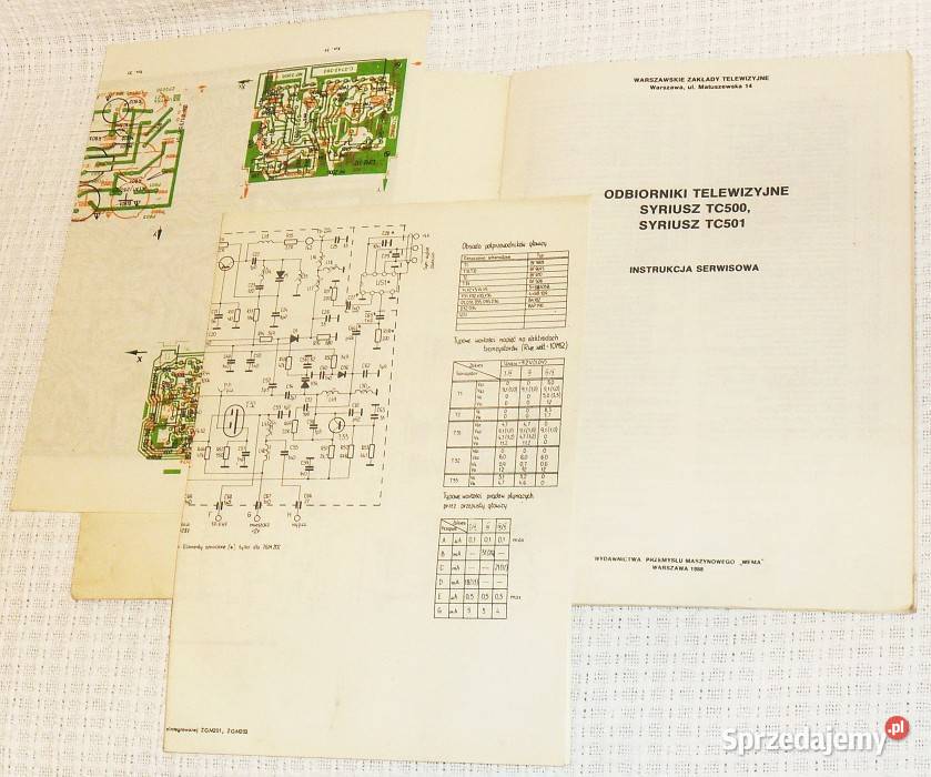 Instrukcja serwisowa schemat telewizora SYRIUSZ Gliwice sprzedam