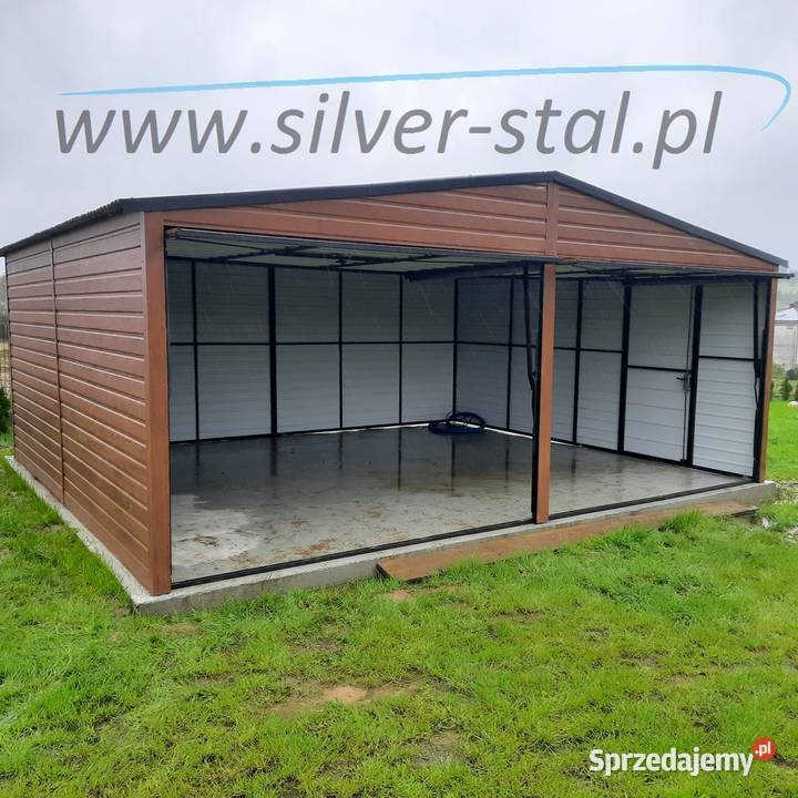 Garaż blaszany 6x6 blacha orzech złoty dąb Limanowa