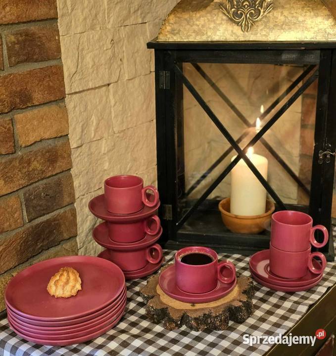 Zestaw talerze z kubkami Burgund